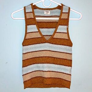 Cropped sparkly Light-weight Striped Brown n' Blue CottonOn Vest Top